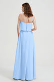 Spaghetti Straps Chiffon Bridesmaid Dress Formal Evening Floor Length Dresses Gowns