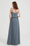 Spaghetti Straps Chiffon Bridesmaid Dress Formal Evening Floor Length Dresses Gowns