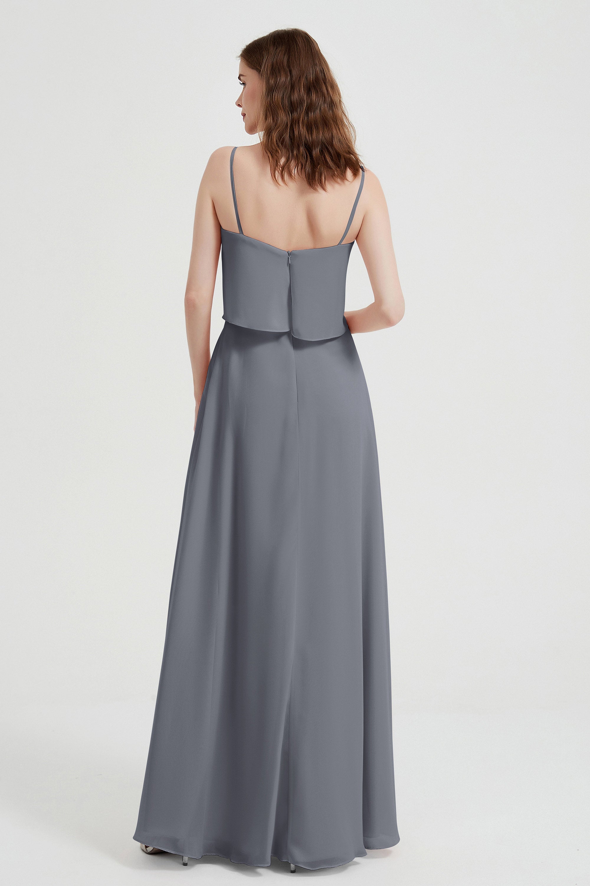 Spaghetti Straps Chiffon Bridesmaid Dress Formal Evening Floor Length Dresses Gowns