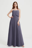 Spaghetti Straps Chiffon Bridesmaid Dress Formal Evening Floor Length Dresses Gowns