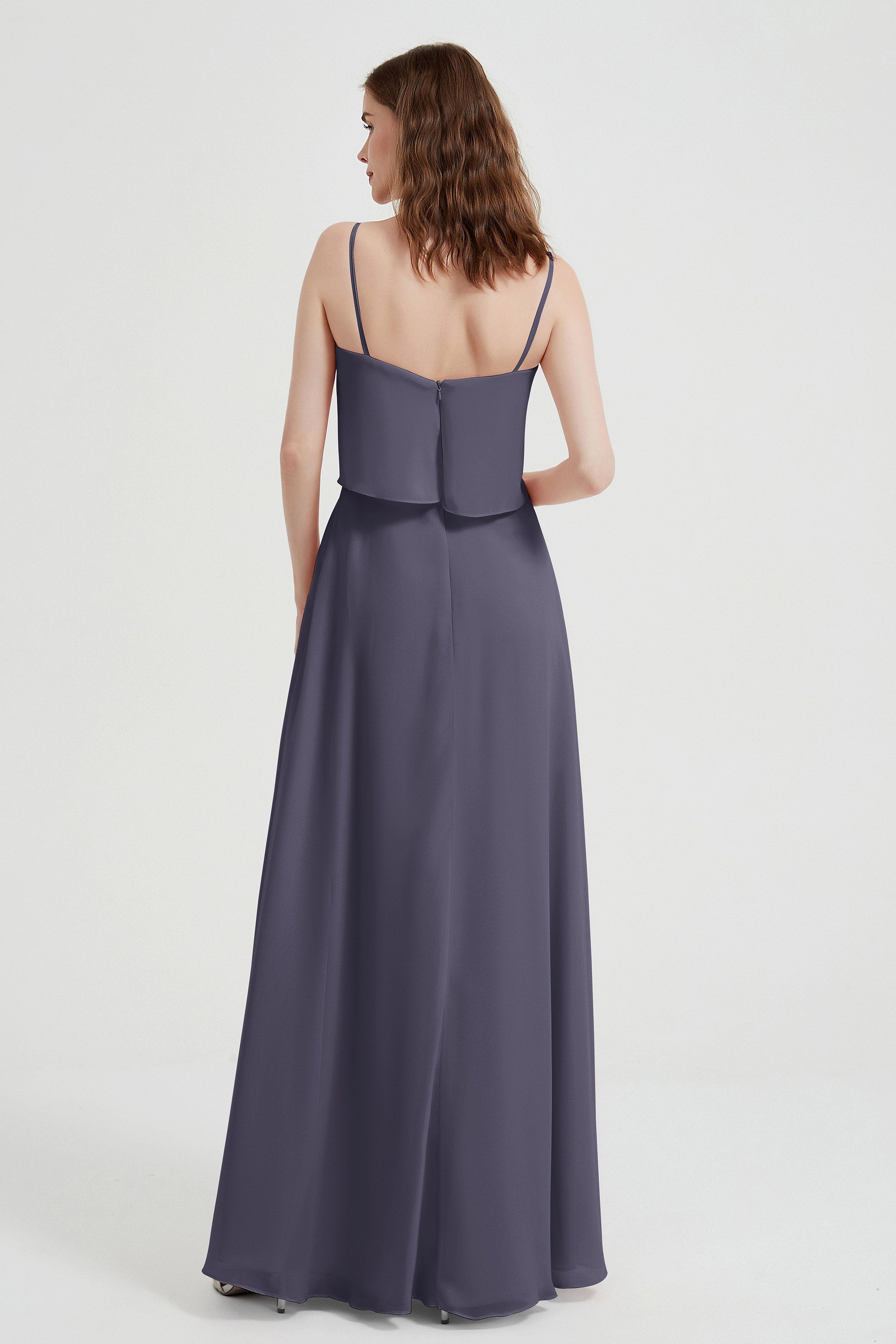 Spaghetti Straps Chiffon Bridesmaid Dress Formal Evening Floor Length Dresses Gowns