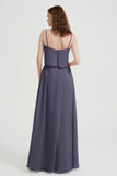 Spaghetti Straps Chiffon Bridesmaid Dress Formal Evening Floor Length Dresses Gowns