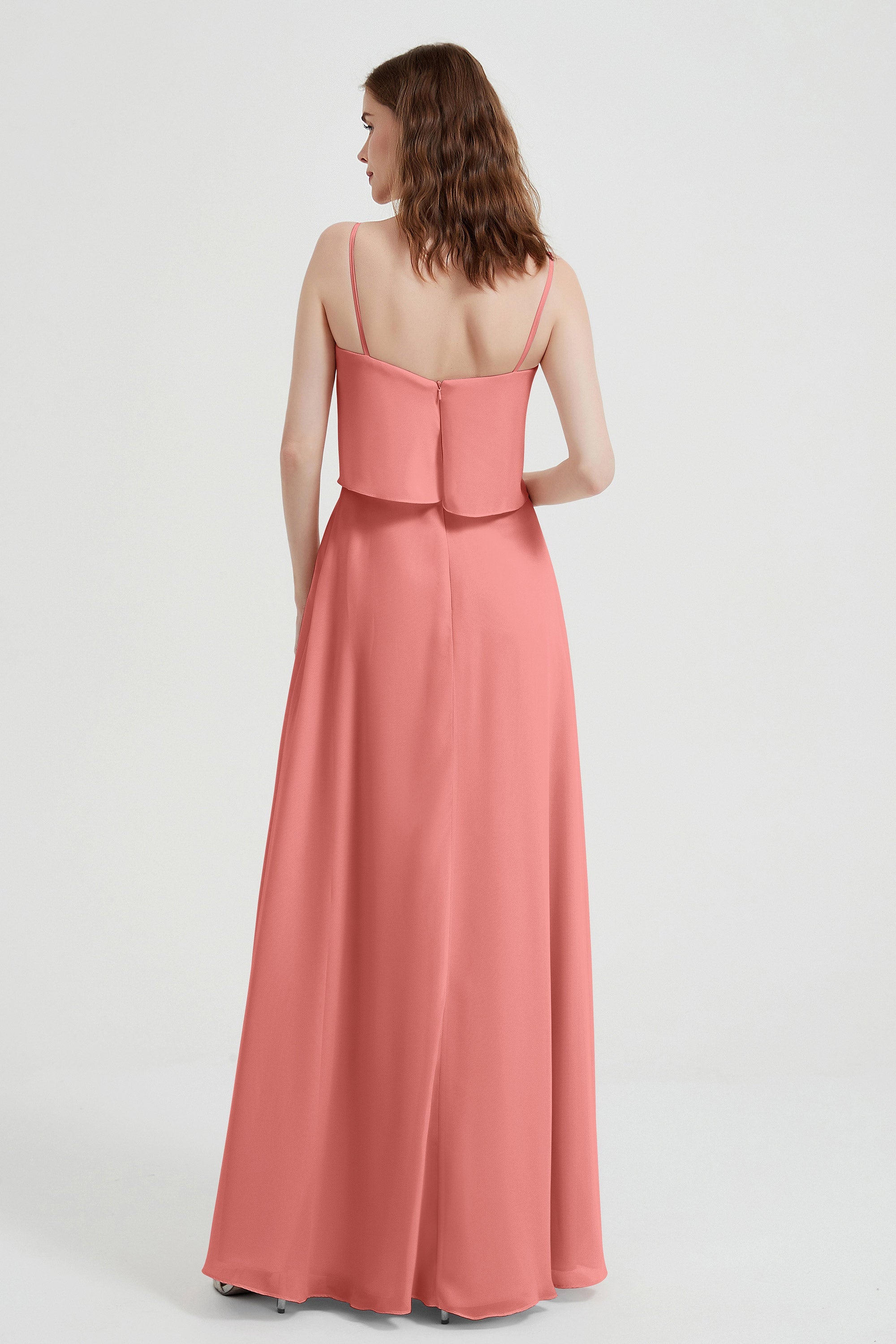Spaghetti Straps Chiffon Bridesmaid Dress Formal Evening Floor Length Dresses Gowns