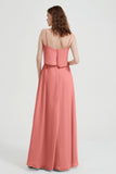 Spaghetti Straps Chiffon Bridesmaid Dress Formal Evening Floor Length Dresses Gowns