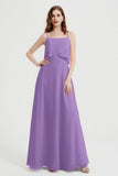 Spaghetti Straps Chiffon Bridesmaid Dress Formal Evening Floor Length Dresses Gowns