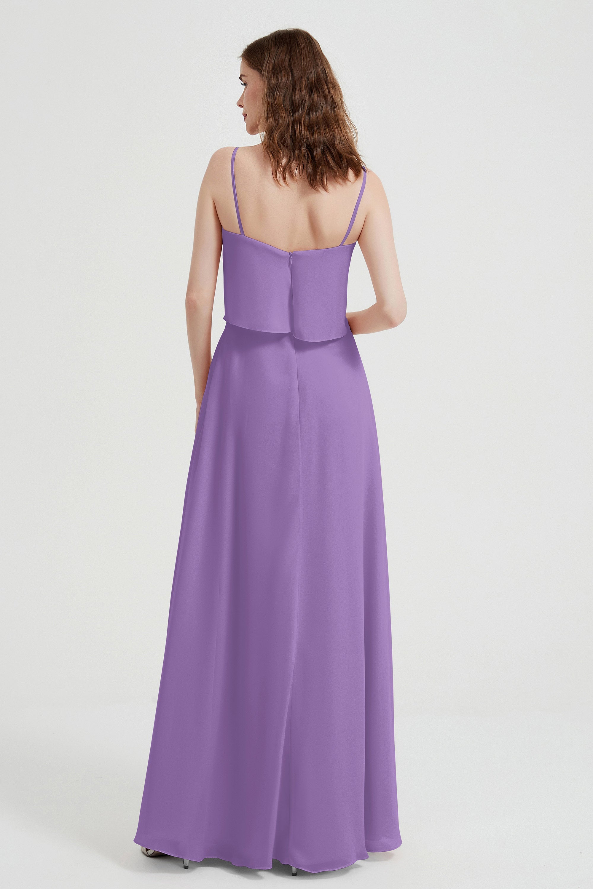 Spaghetti Straps Chiffon Bridesmaid Dress Formal Evening Floor Length Dresses Gowns