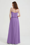 Spaghetti Straps Chiffon Bridesmaid Dress Formal Evening Floor Length Dresses Gowns