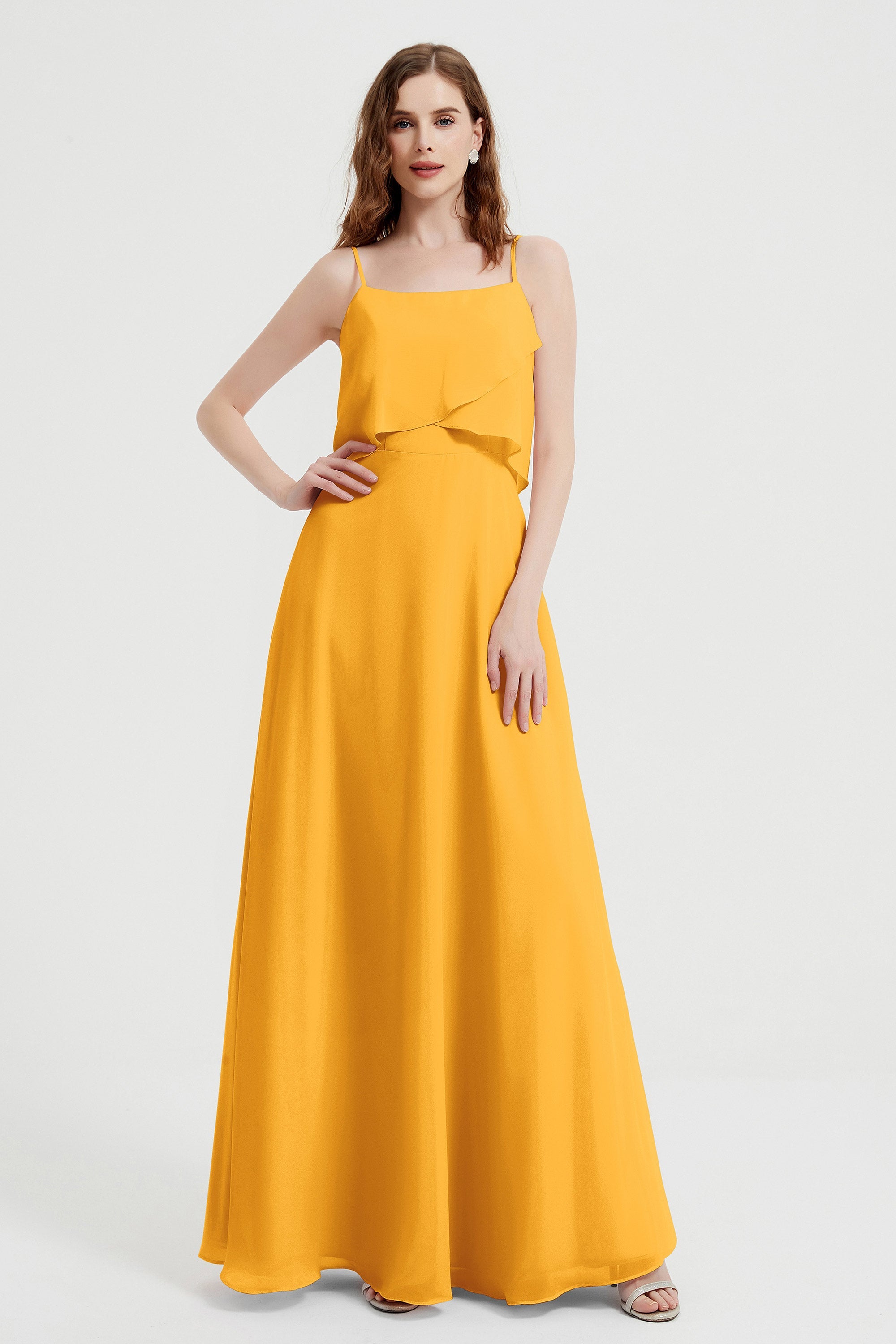 Spaghetti Straps Chiffon Bridesmaid Dress Formal Evening Floor Length Dresses Gowns