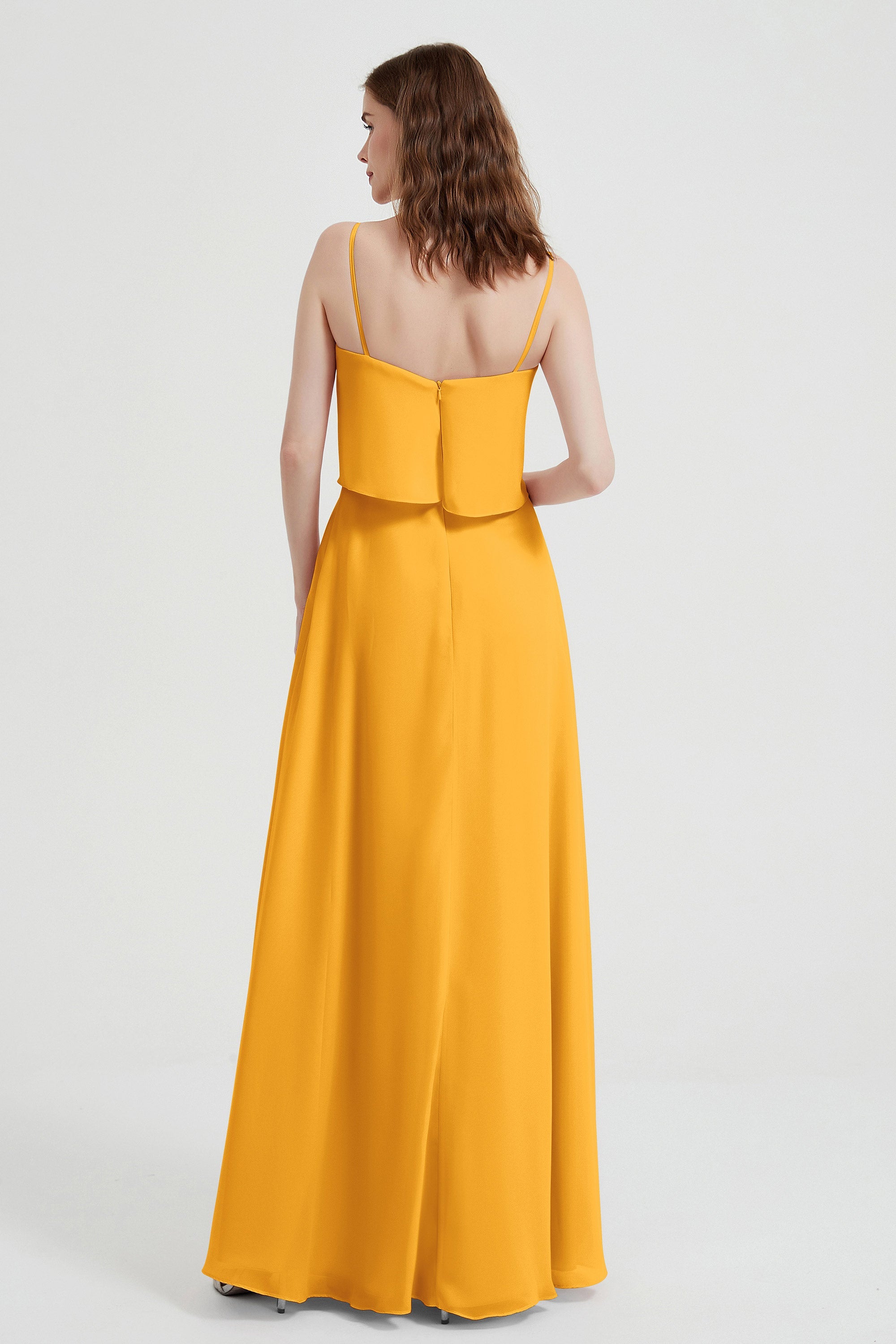 Spaghetti Straps Chiffon Bridesmaid Dress Formal Evening Floor Length Dresses Gowns