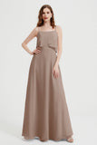 Spaghetti Straps Chiffon Bridesmaid Dress Formal Evening Floor Length Dresses Gowns