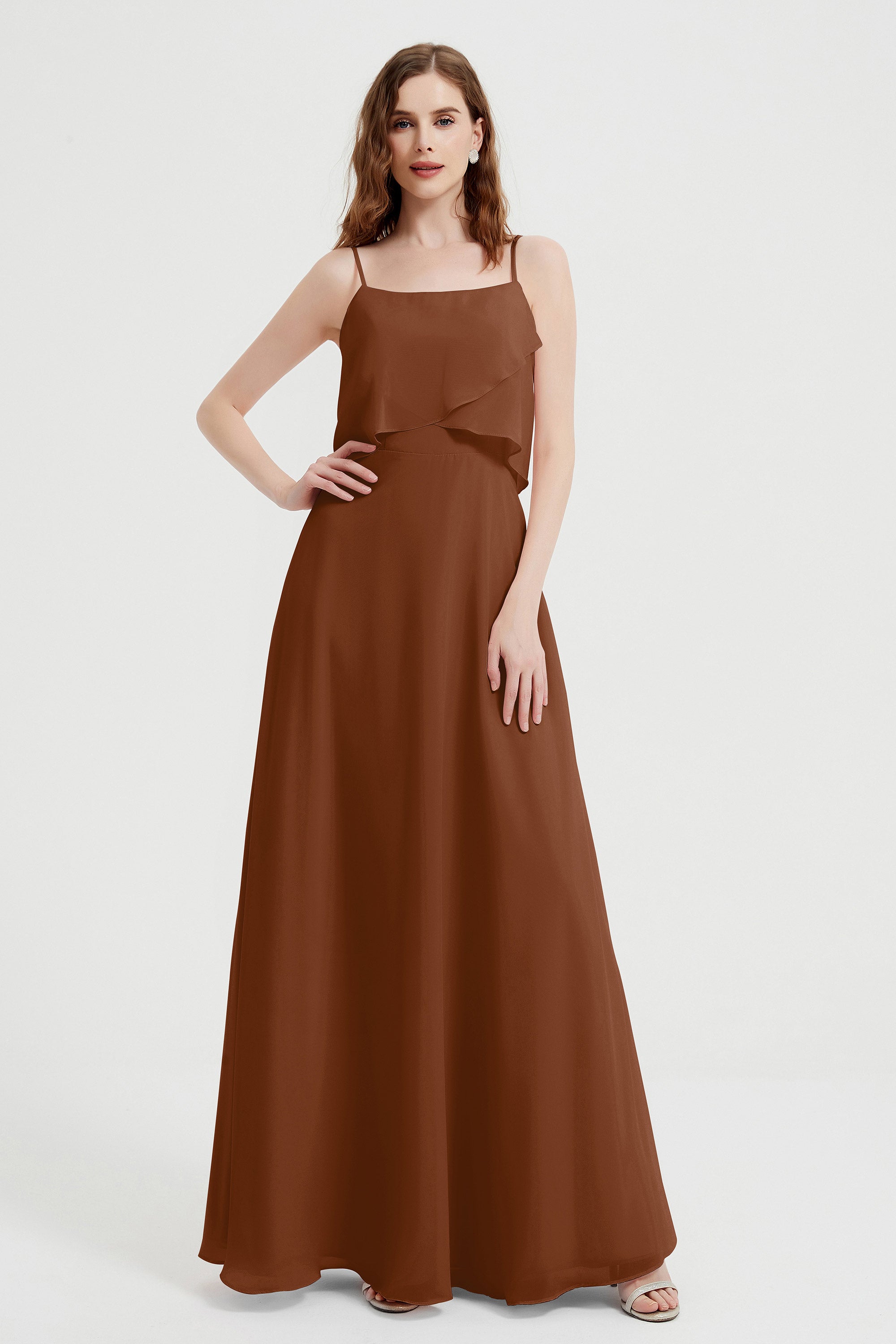 Spaghetti Straps Chiffon Bridesmaid Dress Formal Evening Floor Length Dresses Gowns