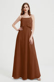 Spaghetti Straps Chiffon Bridesmaid Dress Formal Evening Floor Length Dresses Gowns
