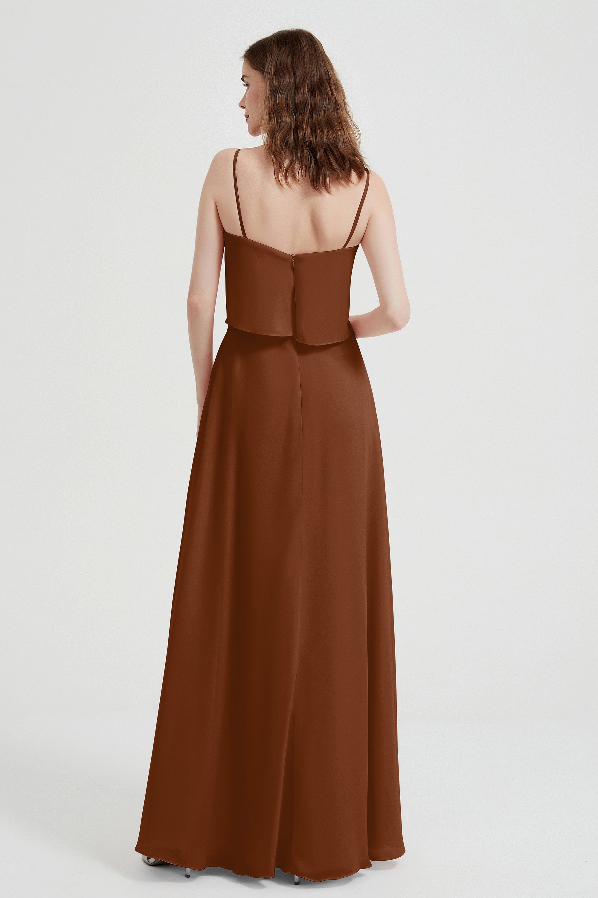 Spaghetti Straps Chiffon Bridesmaid Dress Formal Evening Floor Length Dresses Gowns
