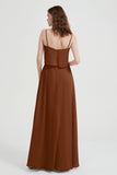 Spaghetti Straps Chiffon Bridesmaid Dress Formal Evening Floor Length Dresses Gowns