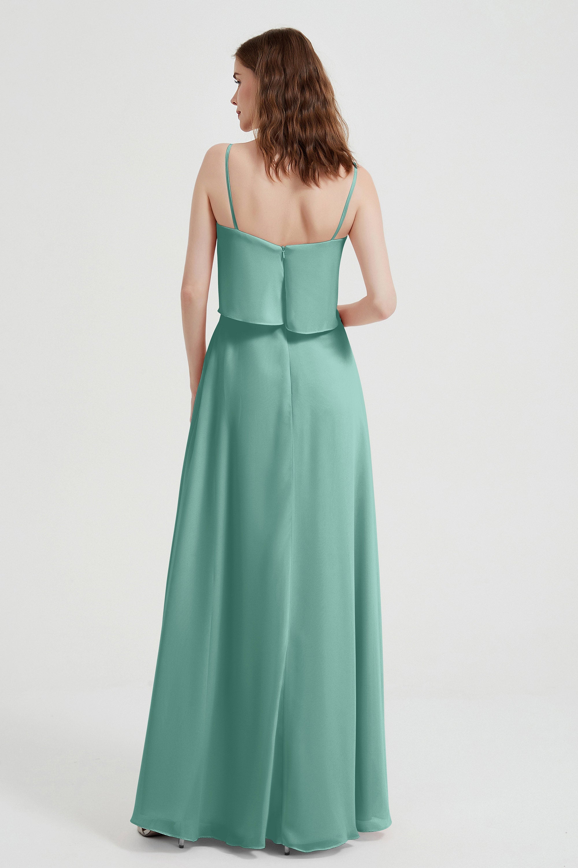 Spaghetti Straps Chiffon Bridesmaid Dress Formal Evening Floor Length Dresses Gowns