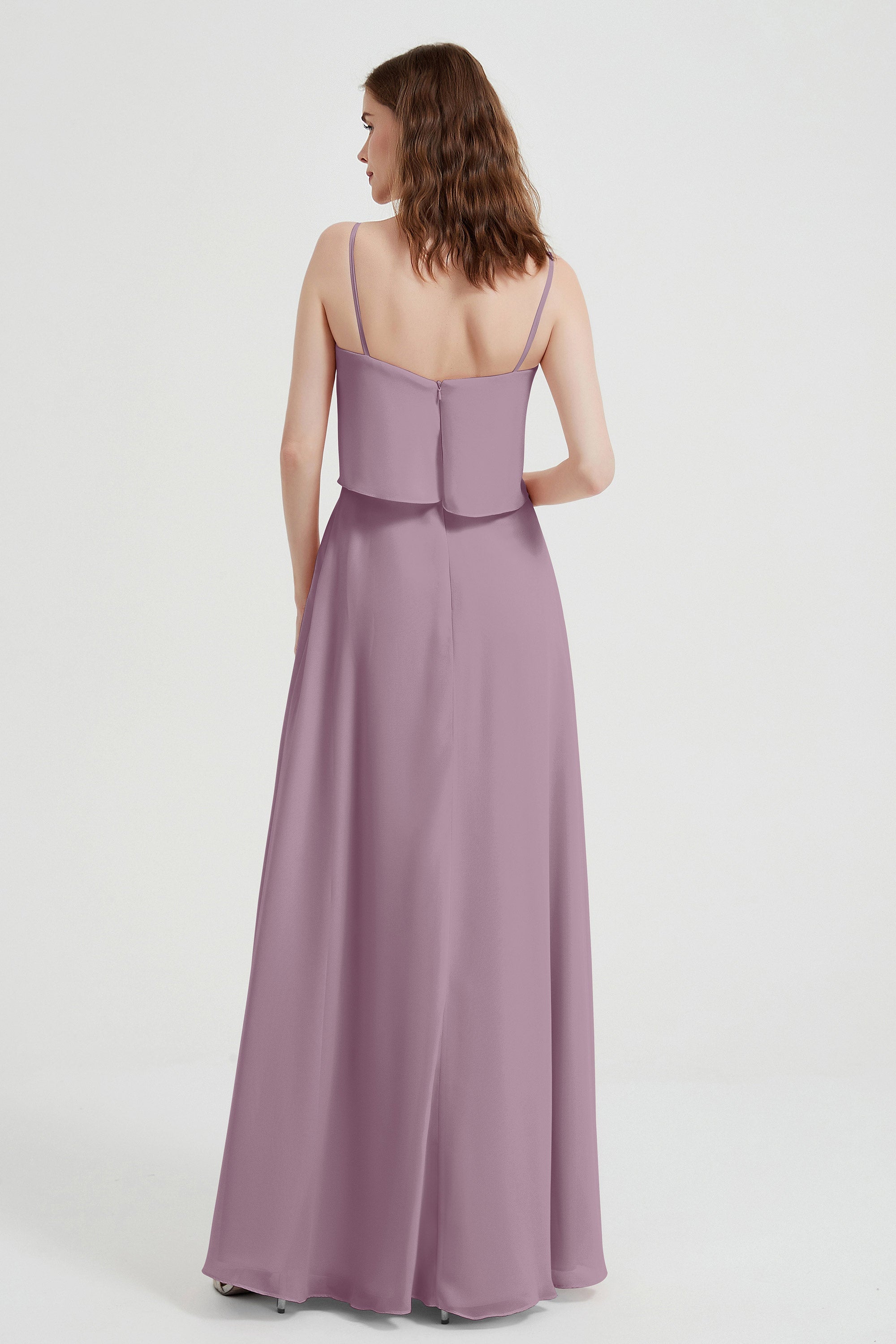 Spaghetti Straps Chiffon Bridesmaid Dress Formal Evening Floor Length Dresses Gowns