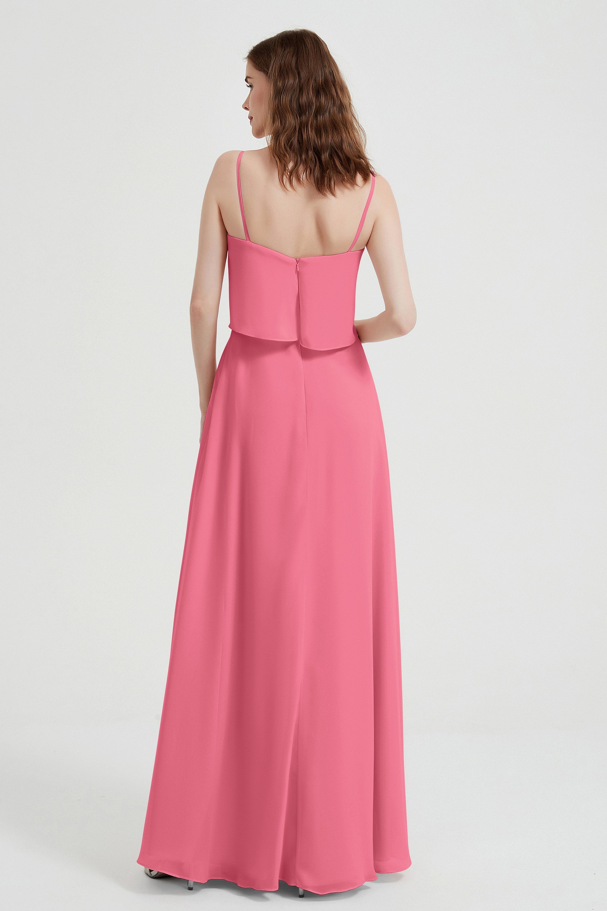 Spaghetti Straps Chiffon Bridesmaid Dress Formal Evening Floor Length Dresses Gowns