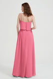 Spaghetti Straps Chiffon Bridesmaid Dress Formal Evening Floor Length Dresses Gowns