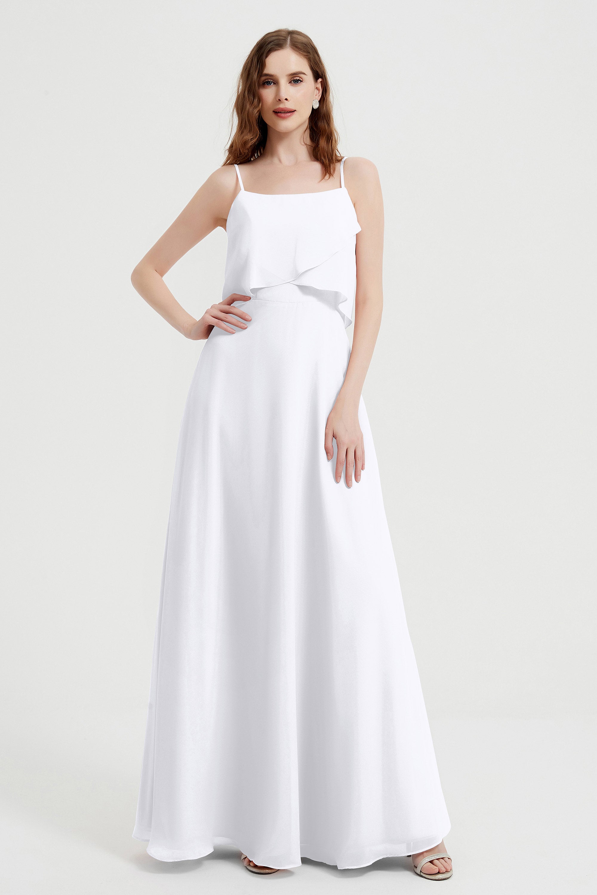 Spaghetti Straps Chiffon Bridesmaid Dress Formal Evening Floor Length Dresses Gowns