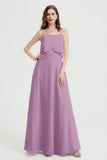Spaghetti Straps Chiffon Bridesmaid Dress Formal Evening Floor Length Dresses Gowns