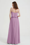 Spaghetti Straps Chiffon Bridesmaid Dress Formal Evening Floor Length Dresses Gowns