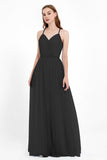 V Neck Tulle Spaghetti Straps Bridesmaid Dress Long Formal Evening Prom Dresses Gowns