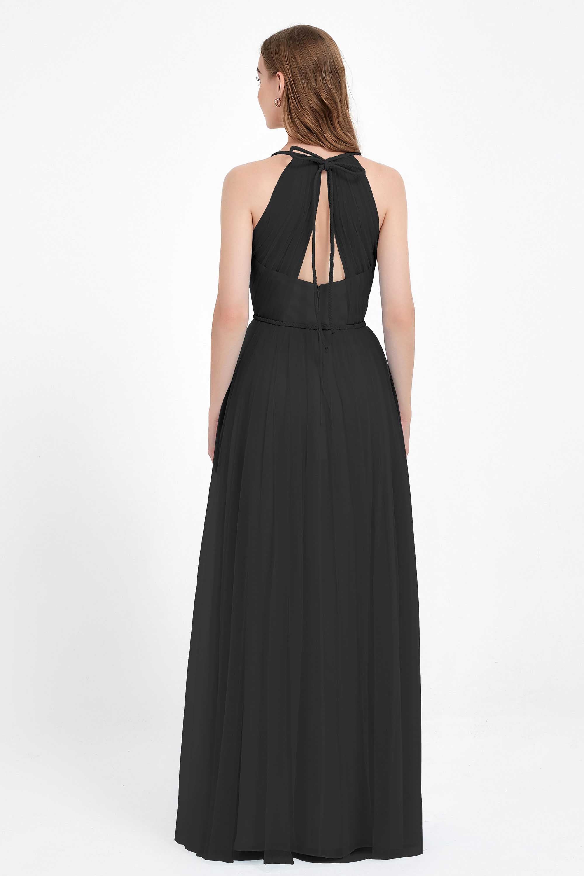 V Neck Tulle Spaghetti Straps Bridesmaid Dress Long Formal Evening Prom Dresses Gowns