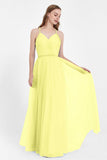 V Neck Tulle Spaghetti Straps Bridesmaid Dress Long Formal Evening Prom Dresses Gowns