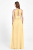 V Neck Tulle Spaghetti Straps Bridesmaid Dress Long Formal Evening Prom Dresses Gowns