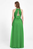 V Neck Tulle Spaghetti Straps Bridesmaid Dress Long Formal Evening Prom Dresses Gowns