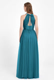 V Neck Tulle Spaghetti Straps Bridesmaid Dress Long Formal Evening Prom Dresses Gowns