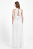 V Neck Tulle Spaghetti Straps Bridesmaid Dress Long Formal Evening Prom Dresses Gowns