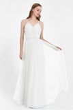 V Neck Tulle Spaghetti Straps Bridesmaid Dress Long Formal Evening Prom Dresses Gowns