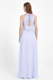 V Neck Tulle Spaghetti Straps Bridesmaid Dress Long Formal Evening Prom Dresses Gowns