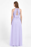 V Neck Tulle Spaghetti Straps Bridesmaid Dress Long Formal Evening Prom Dresses Gowns