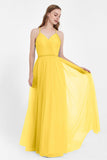 V Neck Tulle Spaghetti Straps Bridesmaid Dress Long Formal Evening Prom Dresses Gowns