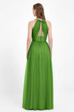 V Neck Tulle Spaghetti Straps Bridesmaid Dress Long Formal Evening Prom Dresses Gowns