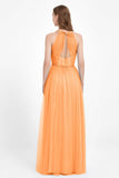 V Neck Tulle Spaghetti Straps Bridesmaid Dress Long Formal Evening Prom Dresses Gowns