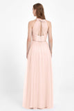 V Neck Tulle Spaghetti Straps Bridesmaid Dress Long Formal Evening Prom Dresses Gowns