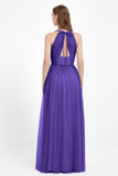 V Neck Tulle Spaghetti Straps Bridesmaid Dress Long Formal Evening Prom Dresses Gowns