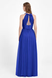 V Neck Tulle Spaghetti Straps Bridesmaid Dress Long Formal Evening Prom Dresses Gowns