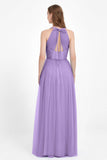 V Neck Tulle Spaghetti Straps Bridesmaid Dress Long Formal Evening Prom Dresses Gowns