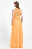 V Neck Tulle Spaghetti Straps Bridesmaid Dress Long Formal Evening Prom Dresses Gowns