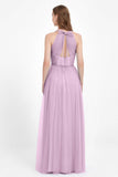 V Neck Tulle Spaghetti Straps Bridesmaid Dress Long Formal Evening Prom Dresses Gowns