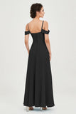 Spaghetti Straps Chiffon Off the Shoulder Bridesmaid Dress Floor Formal Evening Dresses Gowns