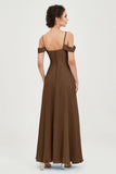 Spaghetti Straps Chiffon Off the Shoulder Bridesmaid Dress Floor Formal Evening Dresses Gowns