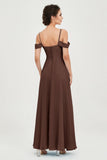 Spaghetti Straps Chiffon Off the Shoulder Bridesmaid Dress Floor Formal Evening Dresses Gowns