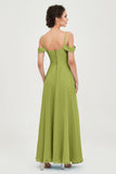 Spaghetti Straps Chiffon Off the Shoulder Bridesmaid Dress Floor Formal Evening Dresses Gowns