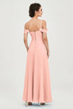 Spaghetti Straps Chiffon Off the Shoulder Bridesmaid Dress Floor Formal Evening Dresses Gowns