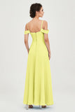 Spaghetti Straps Chiffon Off the Shoulder Bridesmaid Dress Floor Formal Evening Dresses Gowns